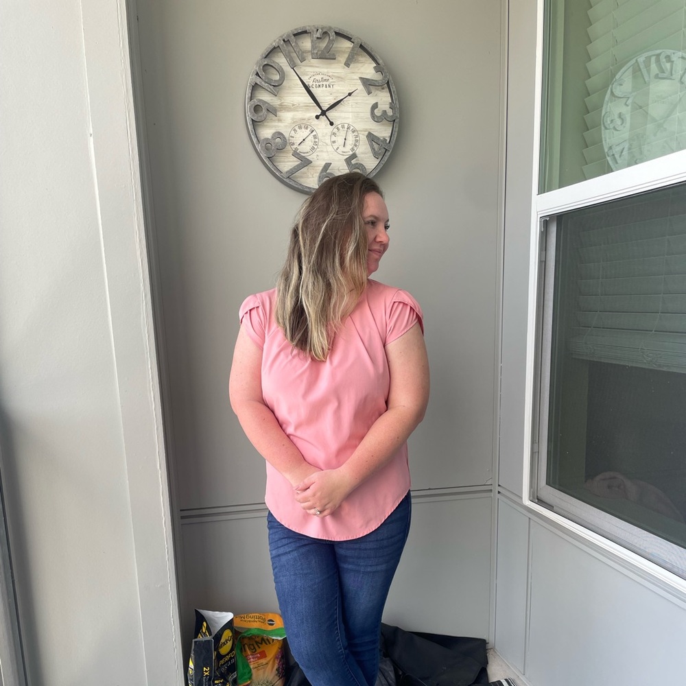 Coral business casual top